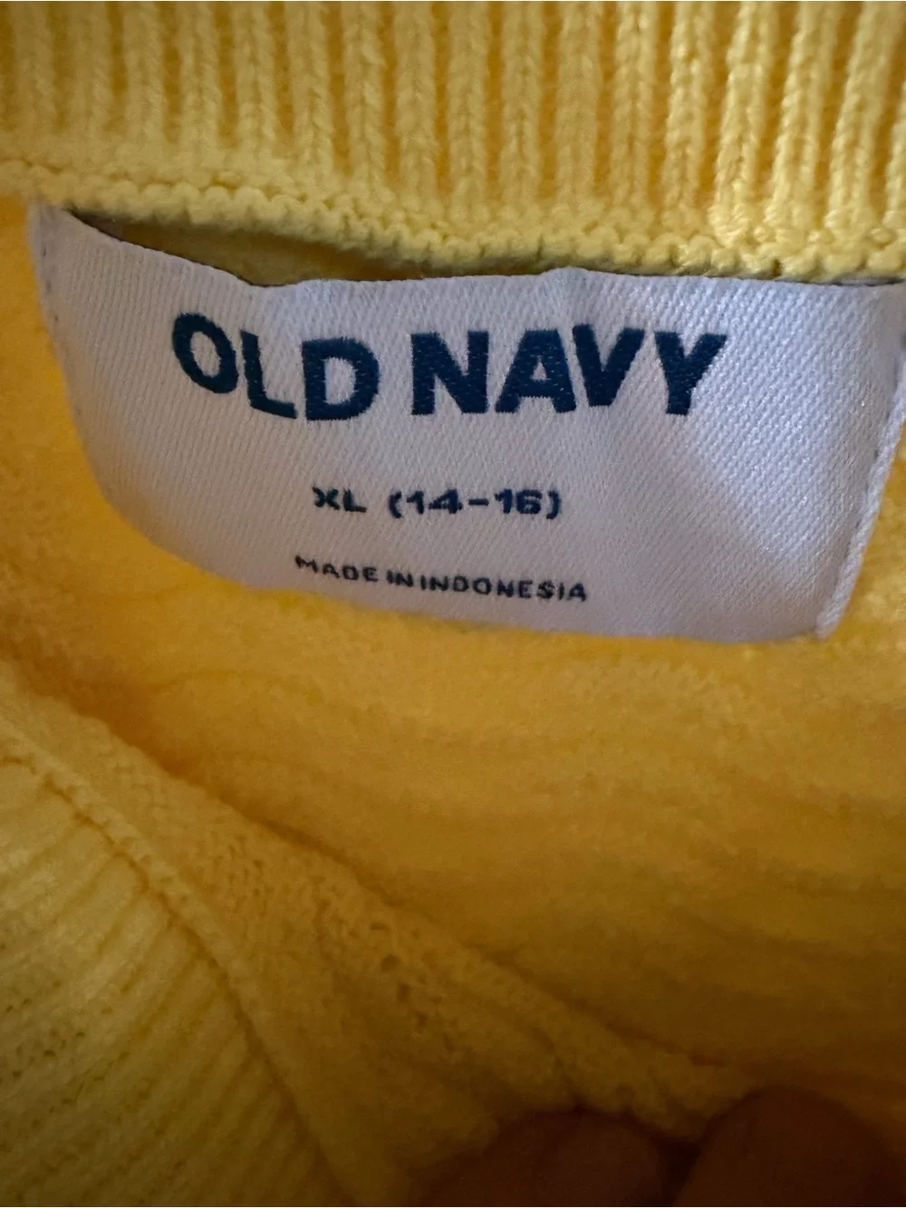 Old Navy Yellow Knit Square-Neck Tank with White Hem Stripes
